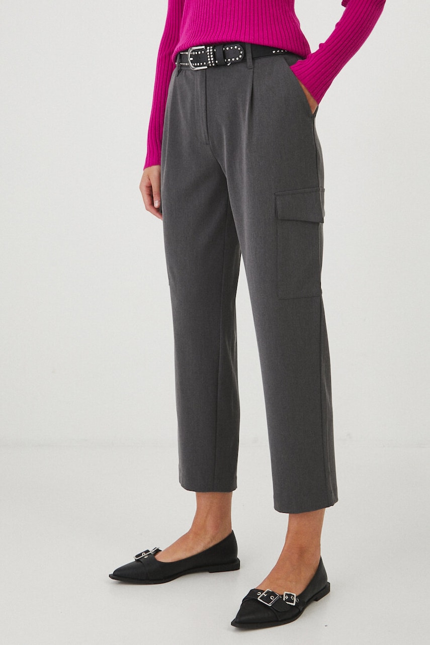 Medicine pantaloni femei, culoarea gri, lat, medium waist Medicine pantaloni femei, culoarea gri, lat, medium waist