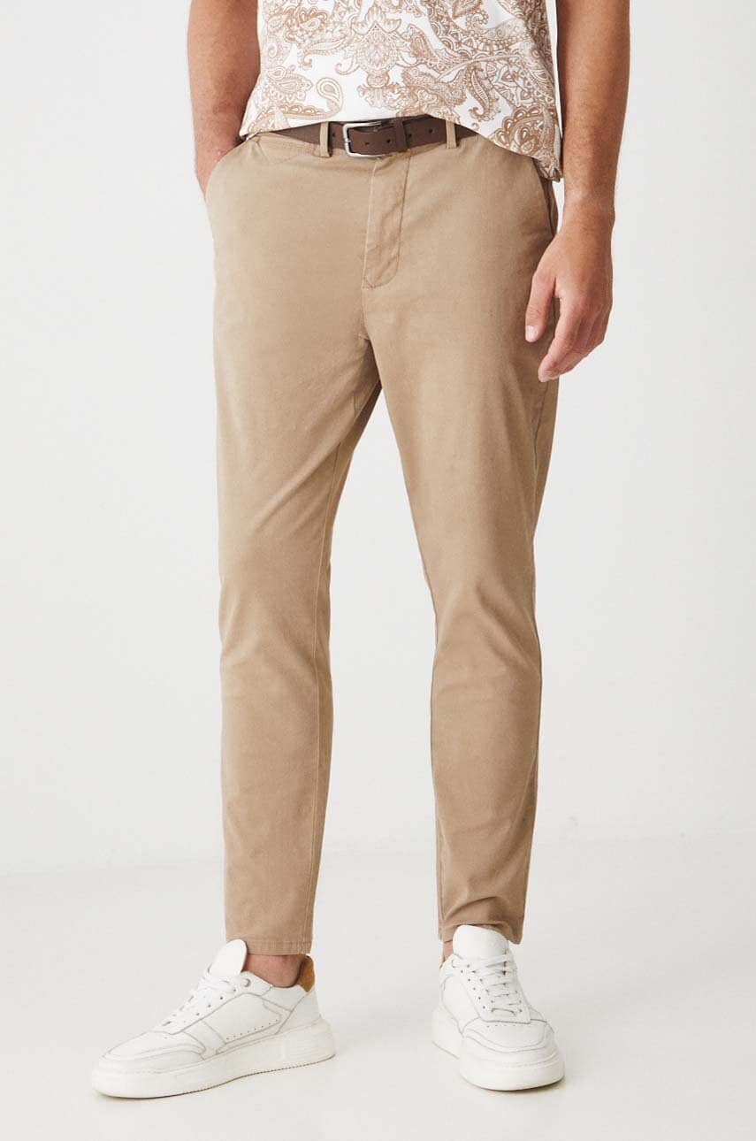 Medicine pantaloni barbati, culoarea bej, cu fason chinos