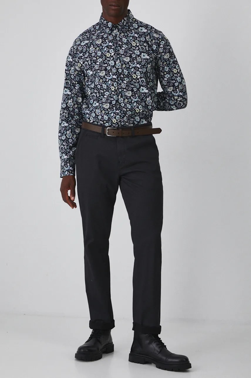 Medicine pantaloni barbati, culoarea negru, cu fason chinos Medicine pantaloni barbati, culoarea negru, cu fason chinos