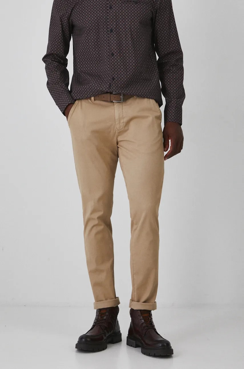 Medicine pantaloni barbati, culoarea bej, mulata