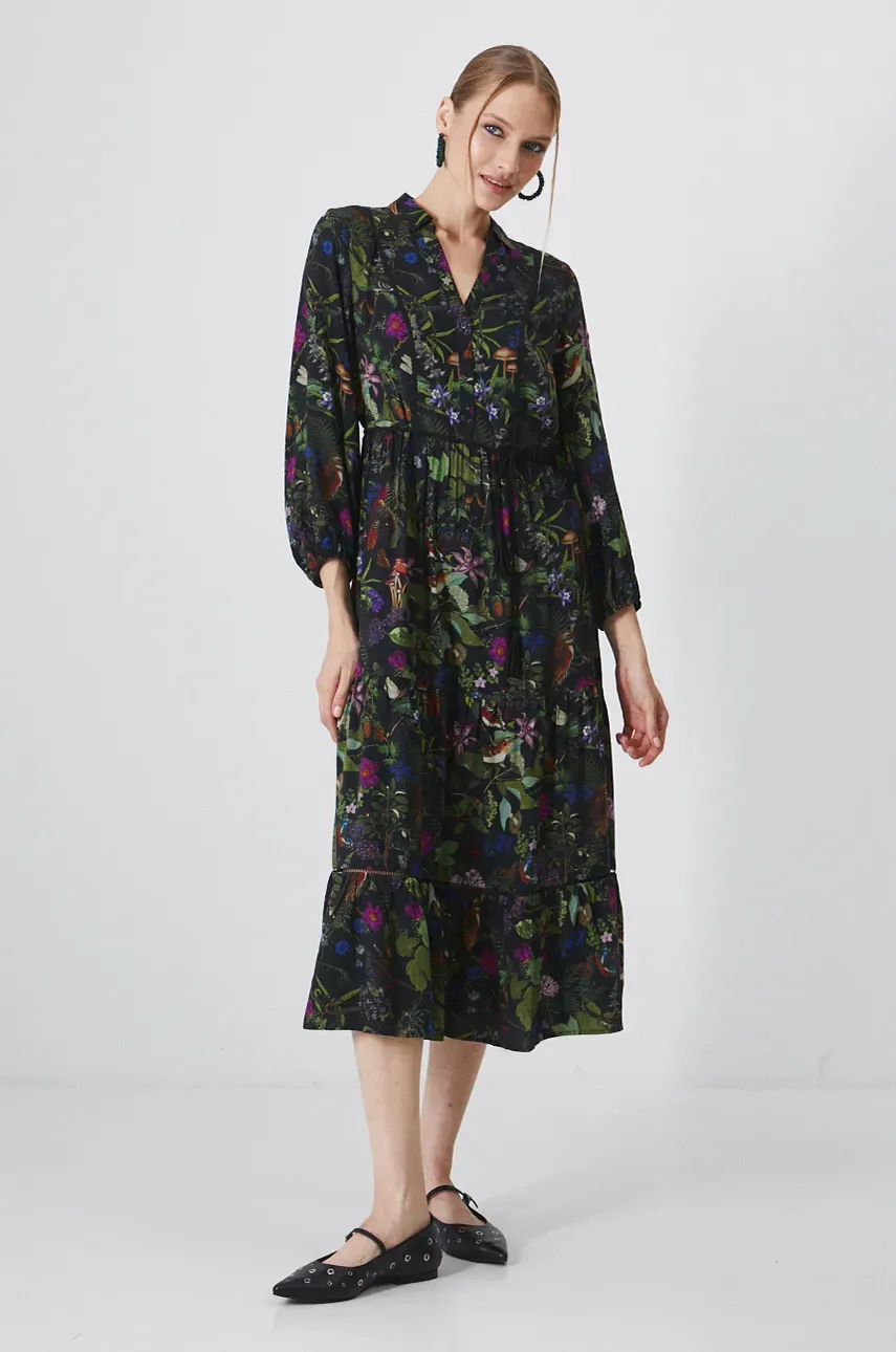 Medicine rochie culoarea negru, midi, evazată