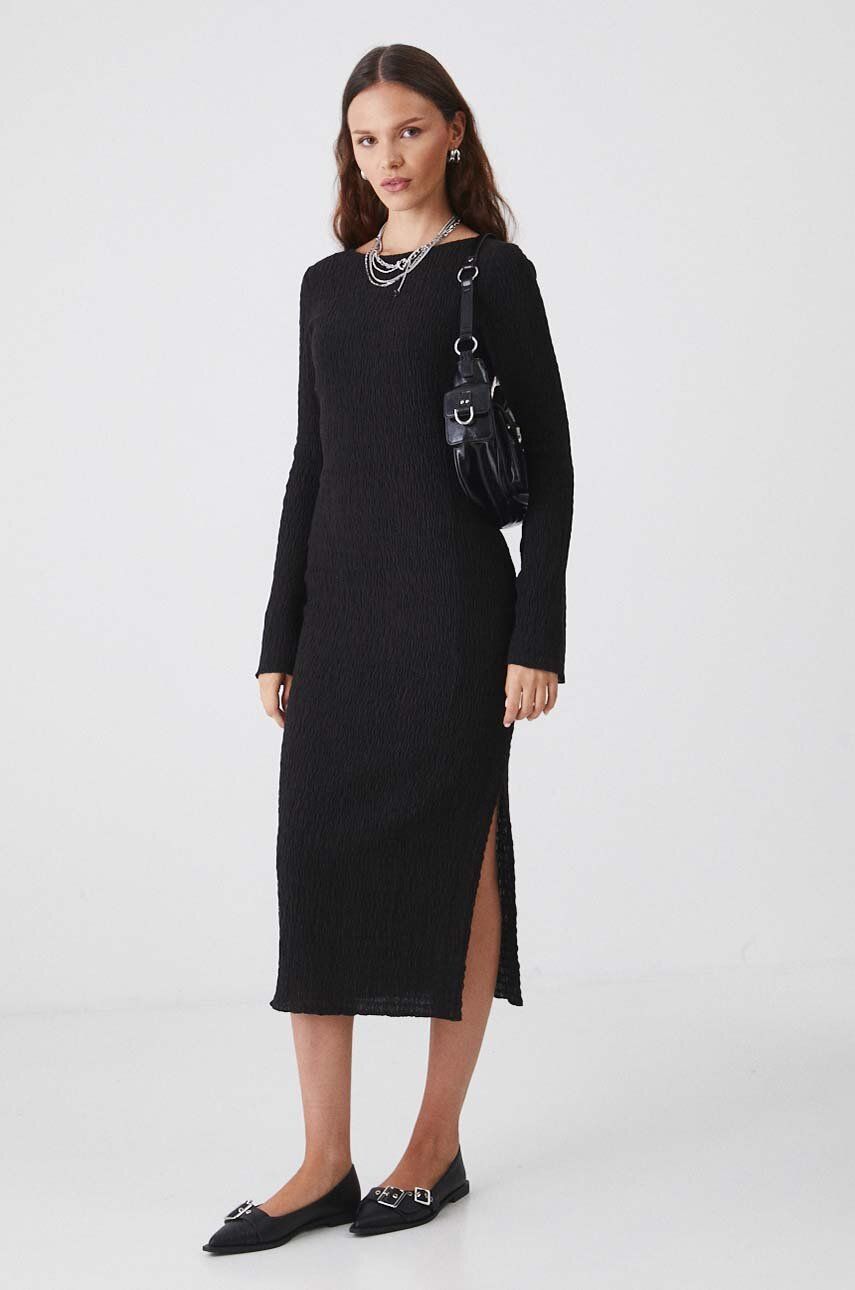 Medicine rochie culoarea negru, midi, mulată