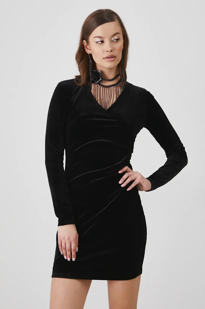 Medicine rochie culoarea negru, mini, mulată