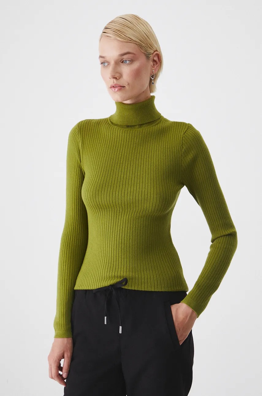 

Пуловер Medicine дамски в зелено от лека материя с поло, Зелен