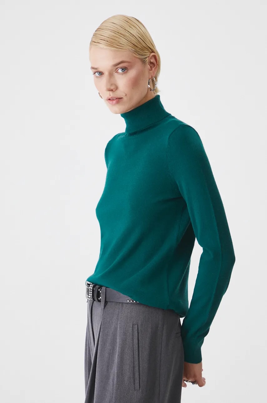 Medicine pulover femei, culoarea verde, light, cu guler Medicine pulover femei, culoarea verde, light, cu guler