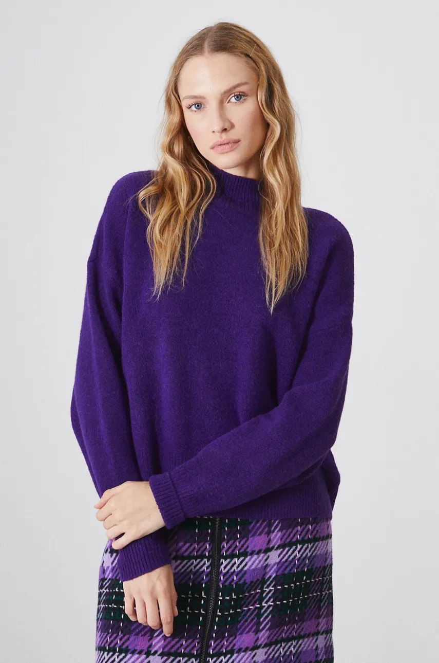 Medicine pulover din amestec de lana femei, culoarea violet, călduros Medicine pulover din amestec de lana femei, culoarea violet, călduros