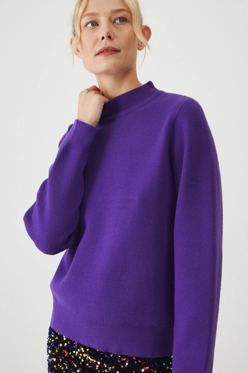 Medicine pulover femei, culoarea violet, light, cu turtleneck