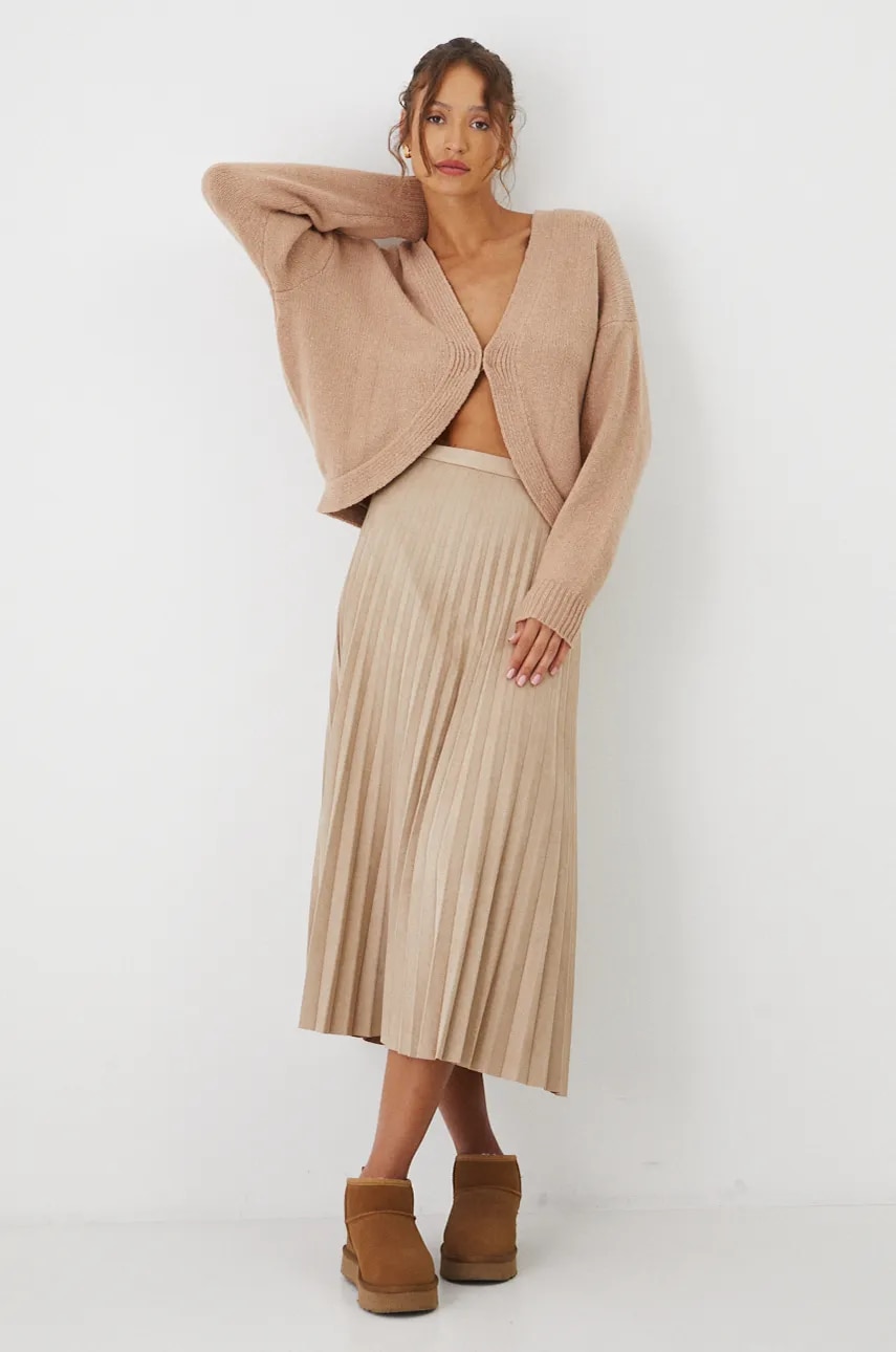 Medicine cardigan din amestec de lana femei, culoarea bej, călduros Medicine cardigan din amestec de lana femei, culoarea bej, călduros