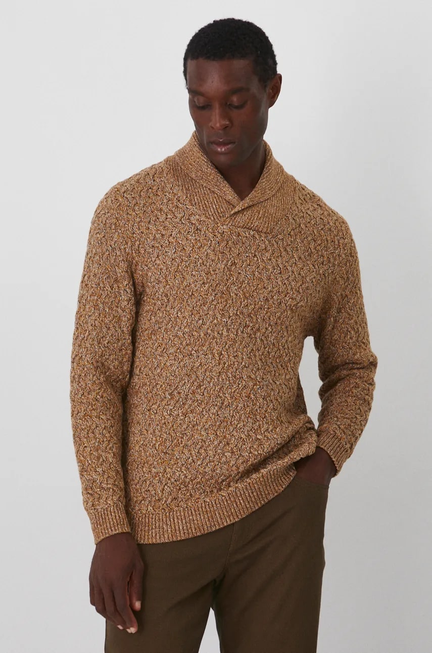 Medicine pulover de bumbac culoarea galben, calduros, cu turtleneck