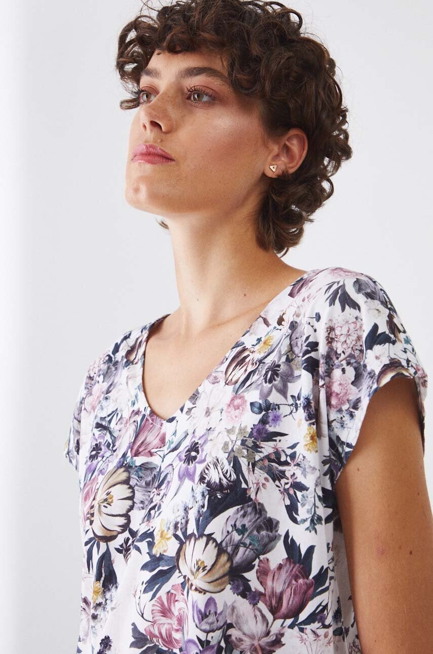 Medicine tricou din bumbac femei, culoarea bej