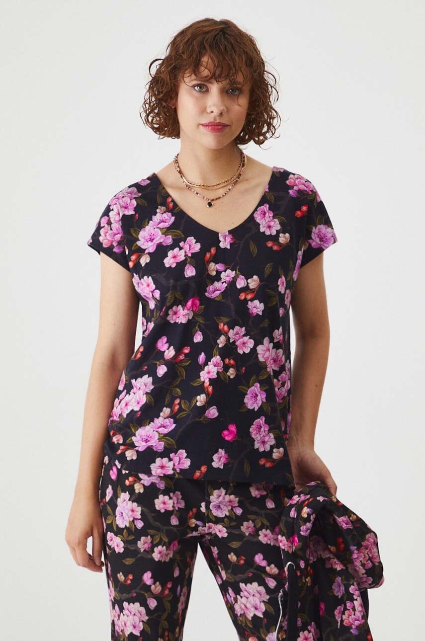 Medicine tricou din bumbac femei, culoarea negru