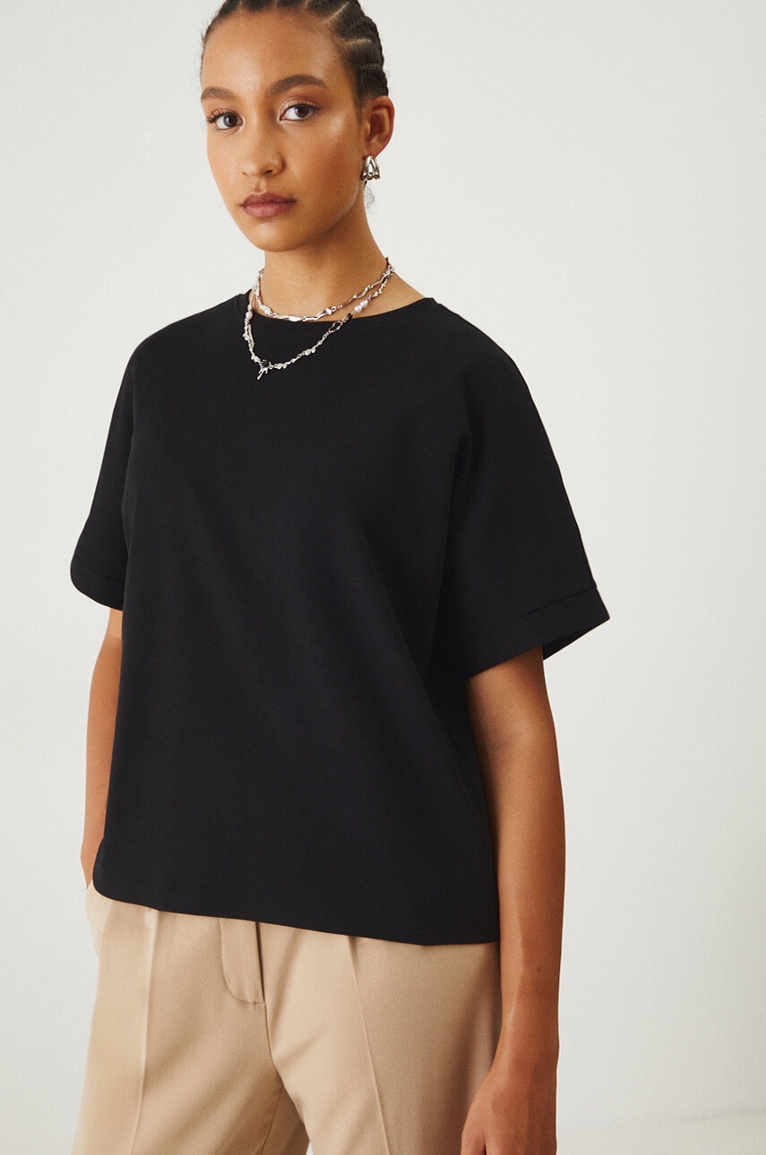 Medicine tricou din bumbac femei, culoarea negru