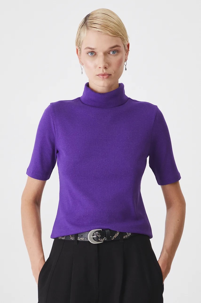 Medicine tricou femei, culoarea violet, cu guler