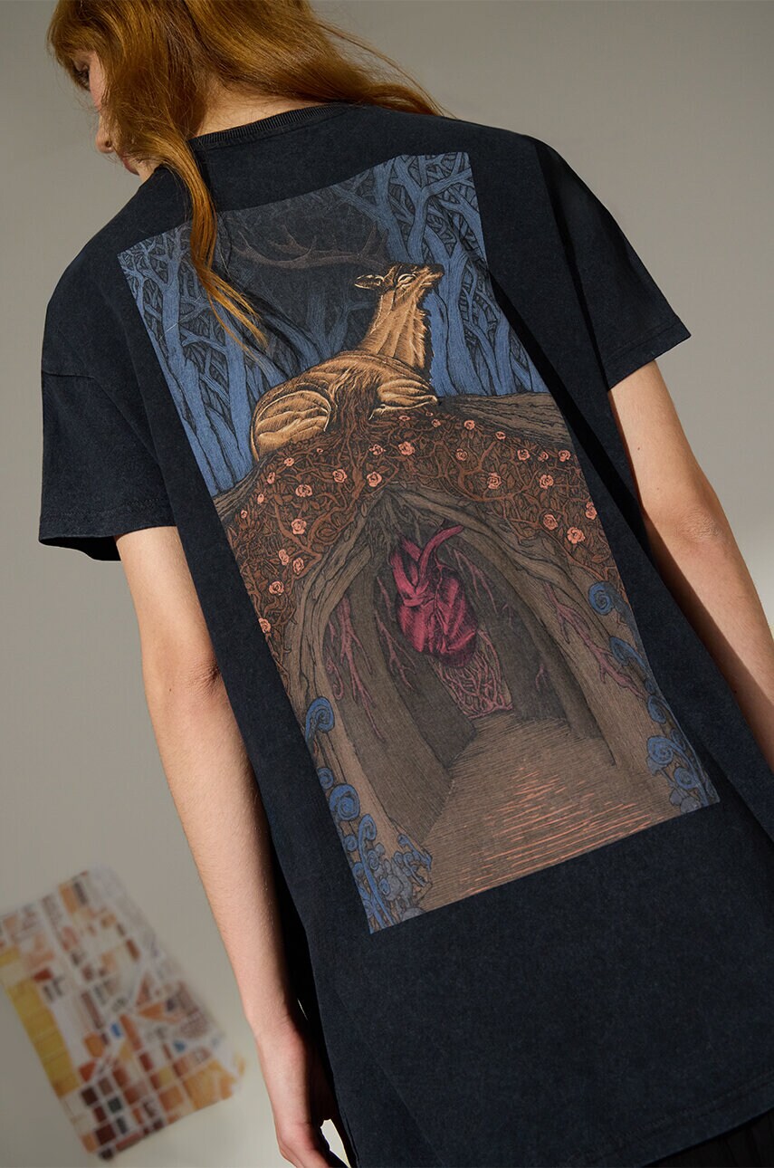 Medicine tricou din bumbac femei, culoarea negru