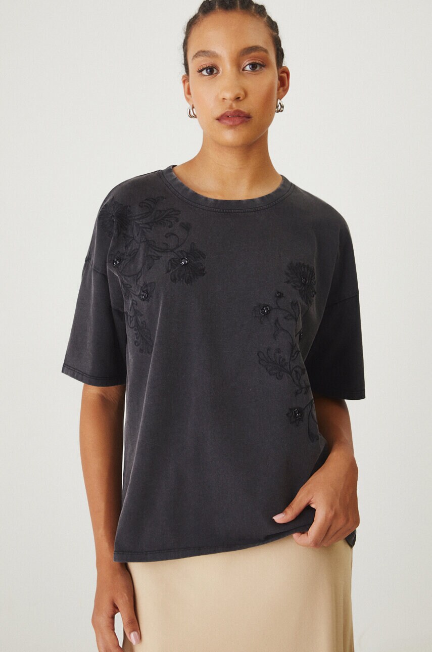 Medicine tricou din bumbac femei, culoarea negru
