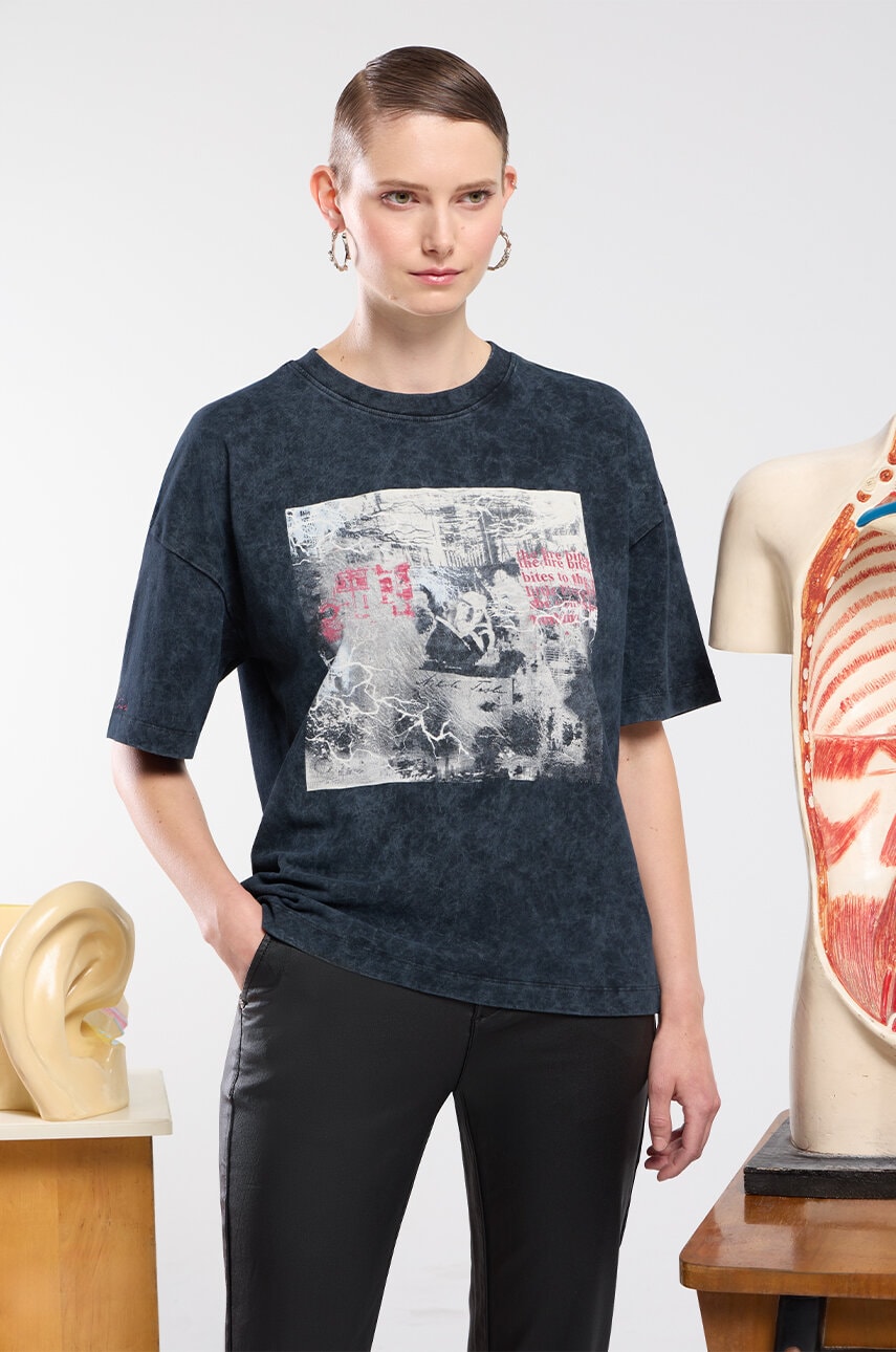 Medicine tricou din bumbac femei, culoarea negru