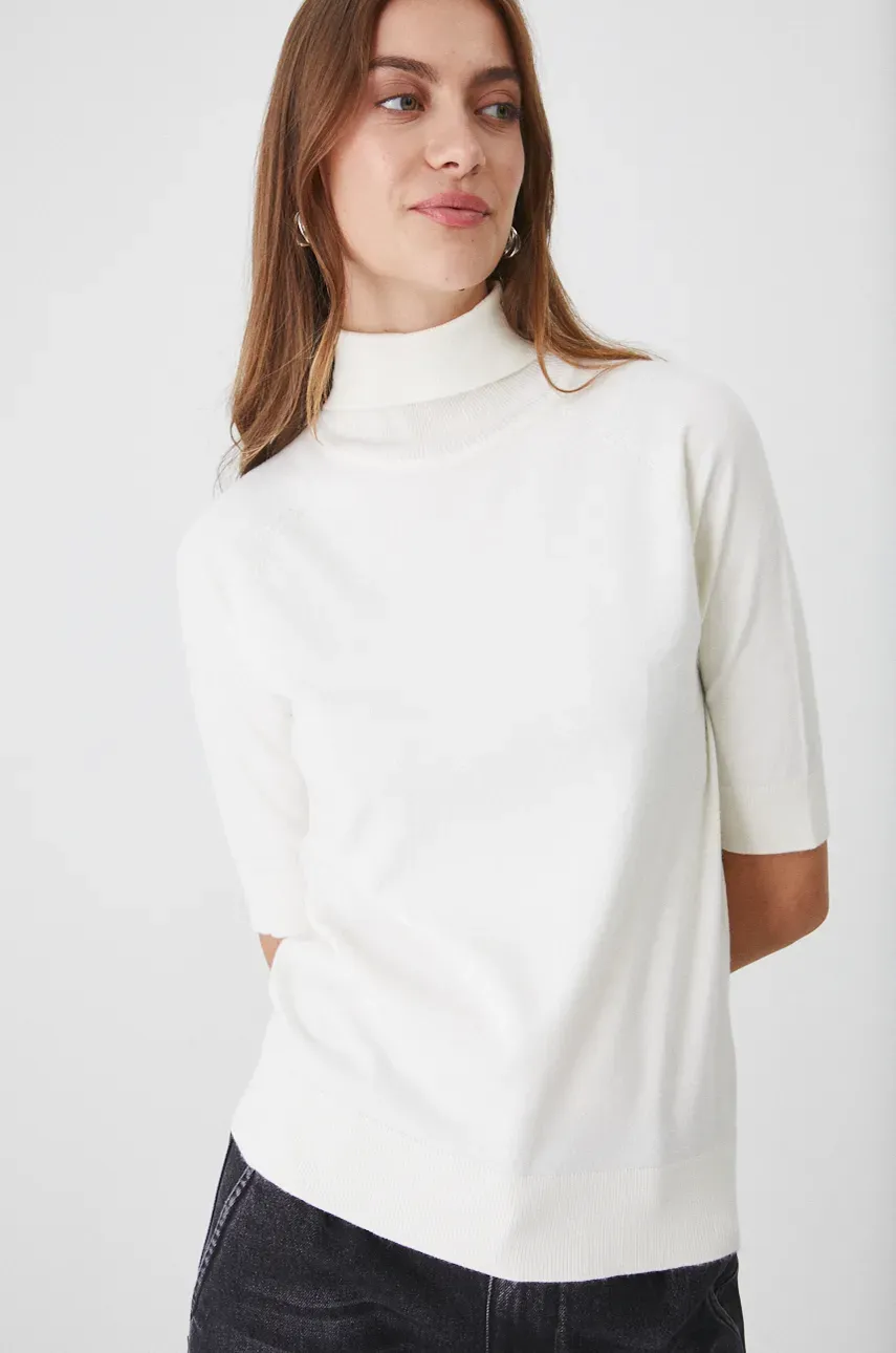 Medicine tricou femei, culoarea bej, cu guler