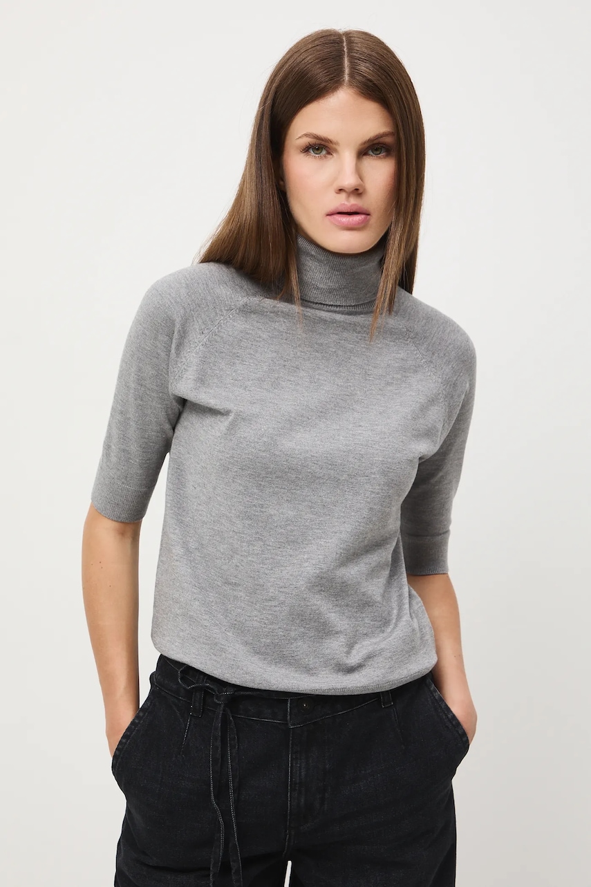 Medicine t-shirt damski kolor szary z golfem