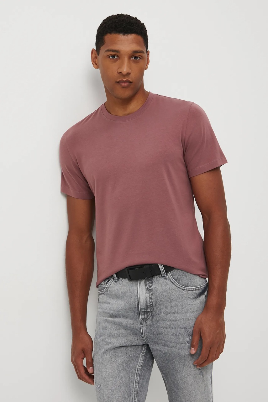 Medicine tricou barbati, culoarea roz, neted