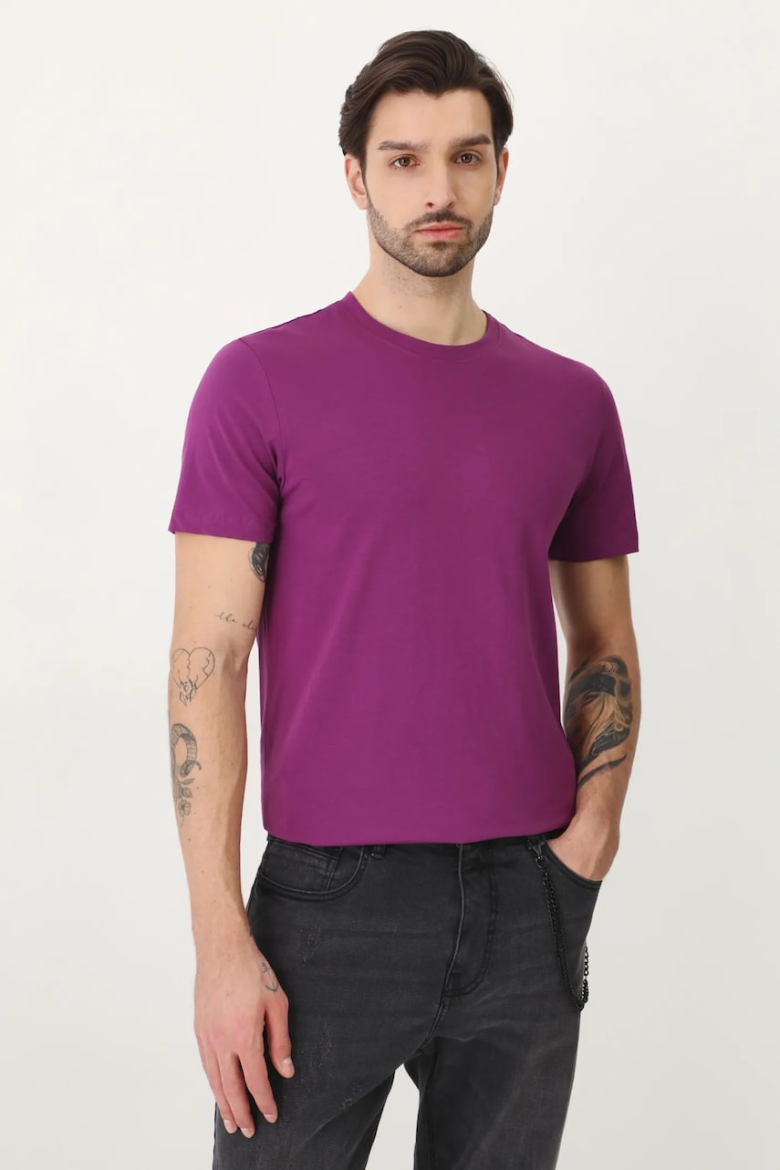 Medicine tricou barbati, culoarea violet, neted