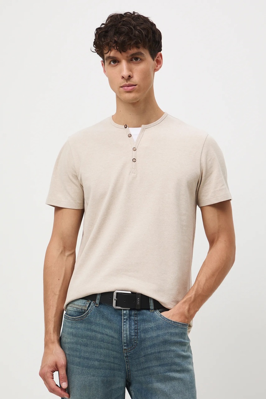 Medicine tricou barbati, culoarea bej, melanj