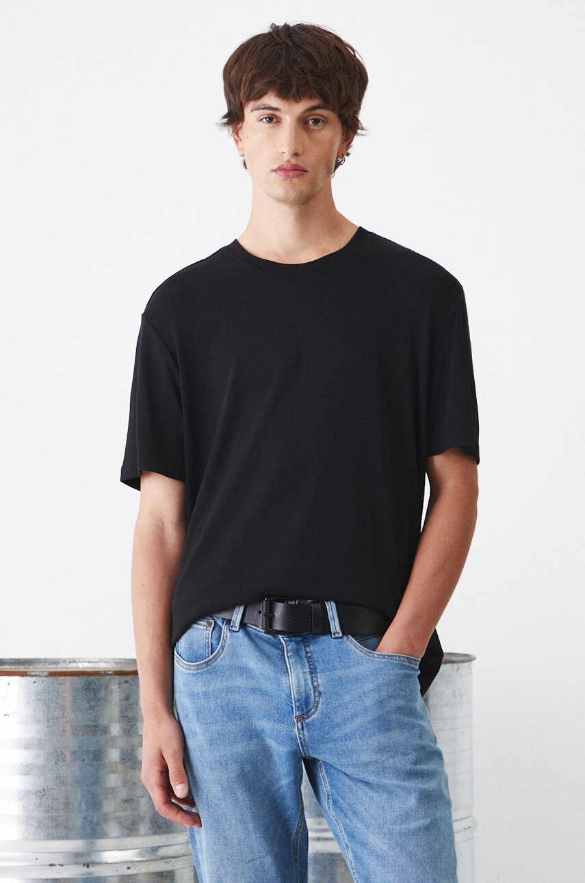 Medicine tricou barbati, culoarea negru, neted