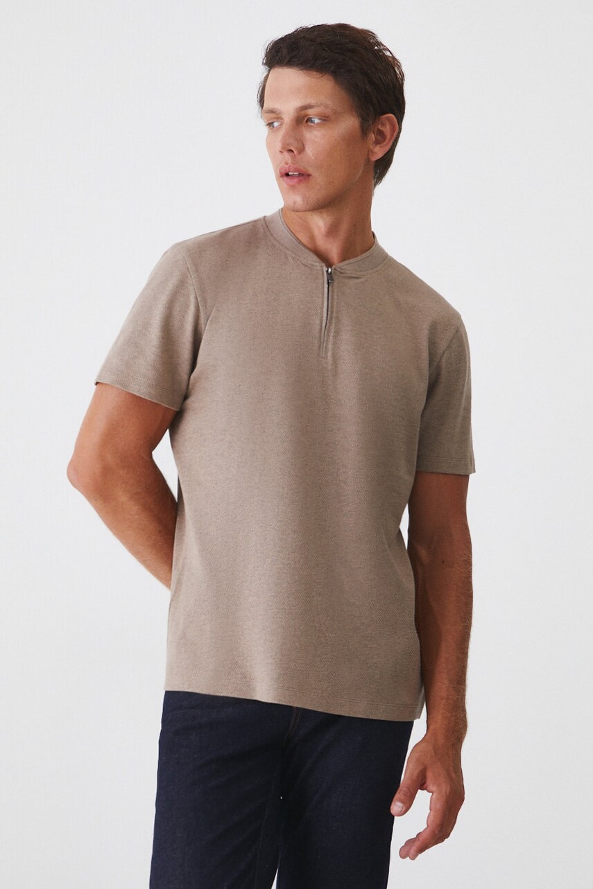 Medicine tricou barbati, culoarea bej, melanj