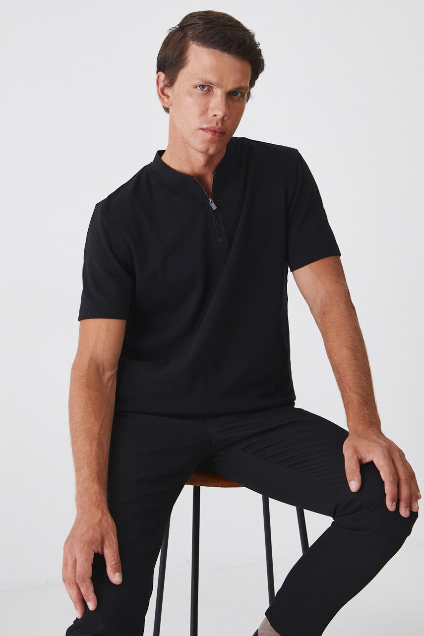 Medicine tricou barbati, culoarea negru, melanj