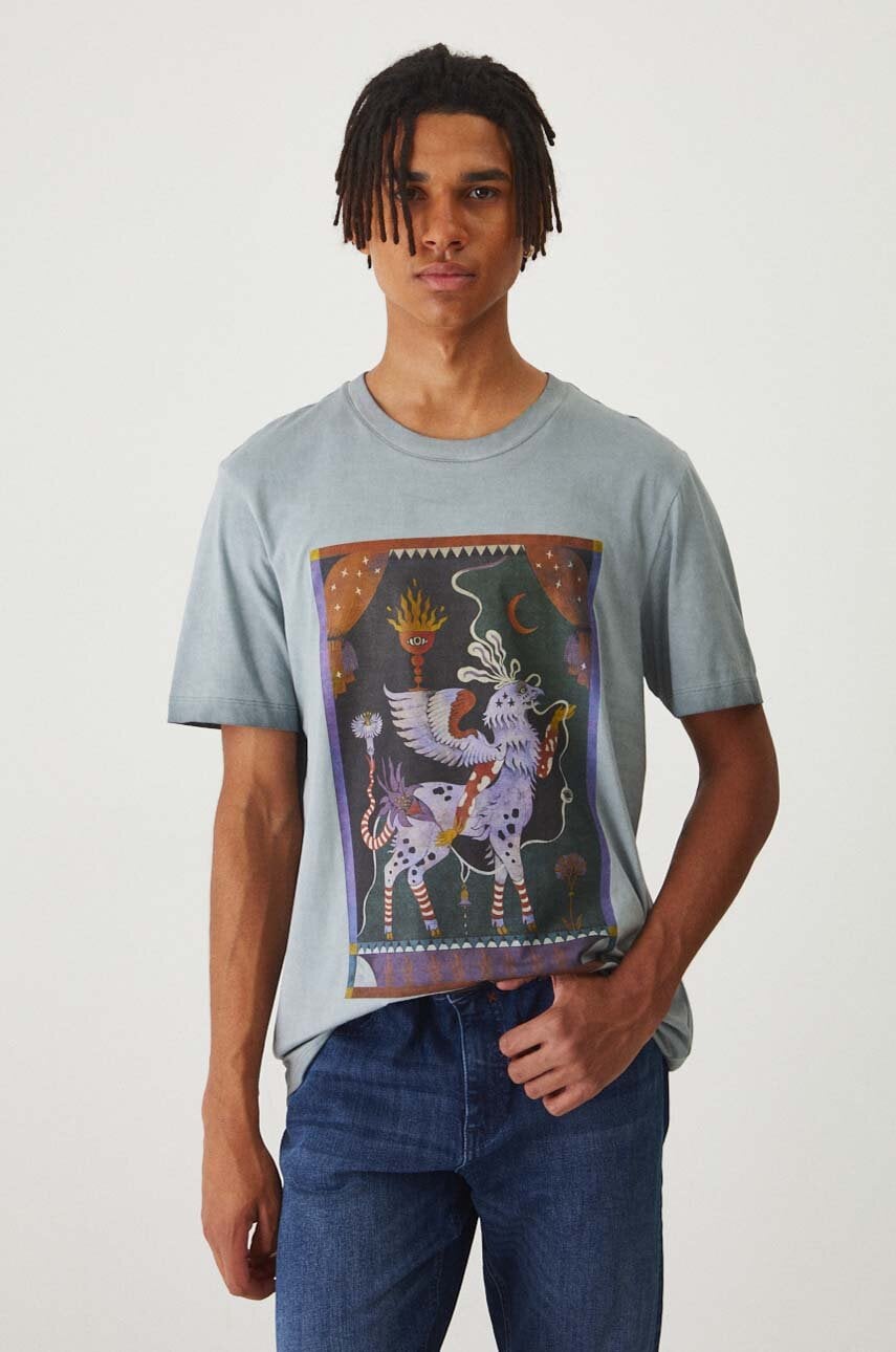 Medicine tricou din bumbac barbati, culoarea gri, cu imprimeu