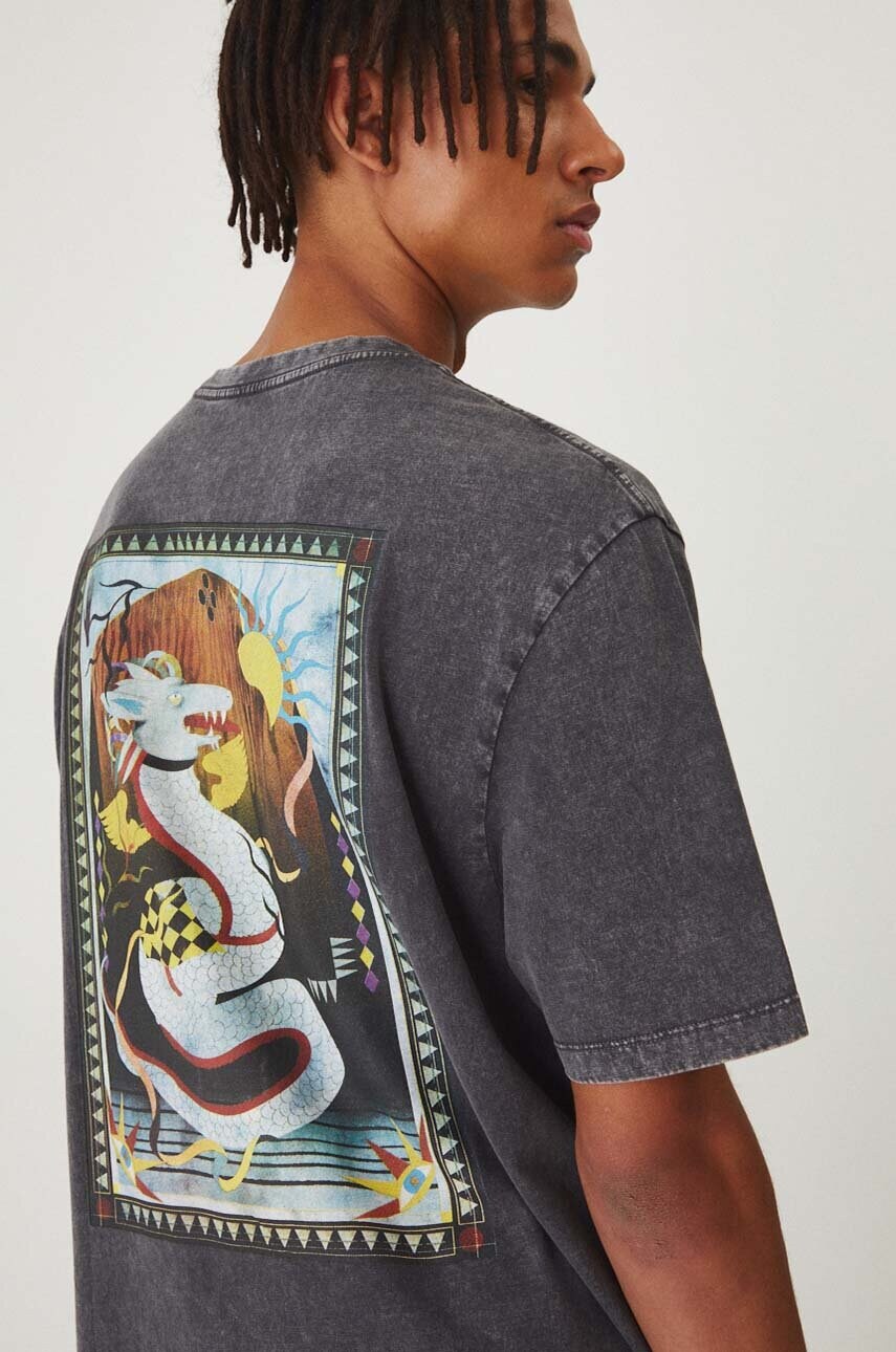 Medicine tricou din bumbac barbati, culoarea gri, cu imprimeu