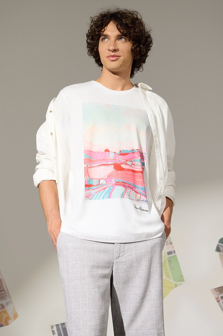 Medicine tricou din bumbac barbati, culoarea alb, cu imprimeu
