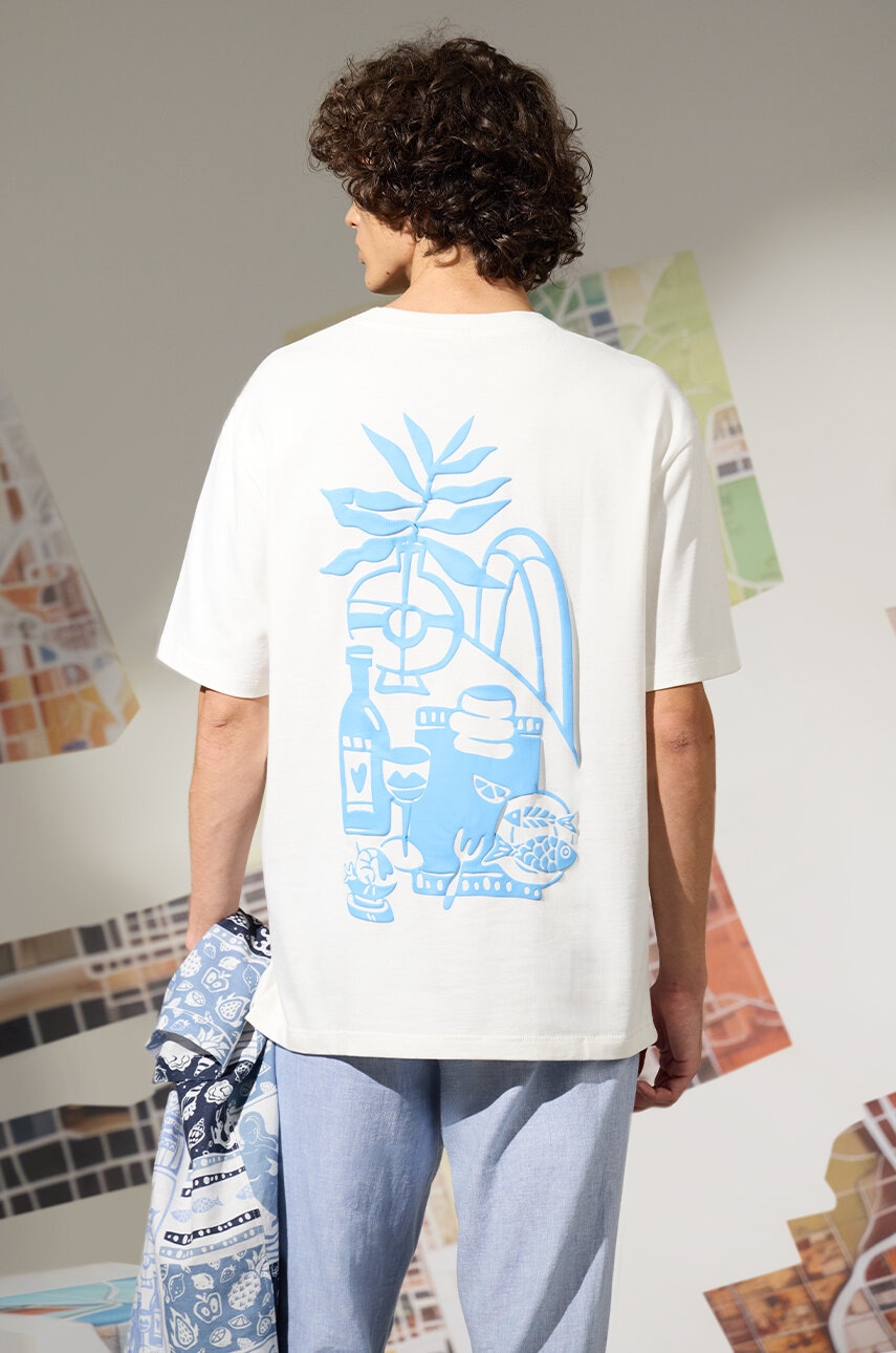 Medicine tricou din bumbac barbati, culoarea alb, cu imprimeu
