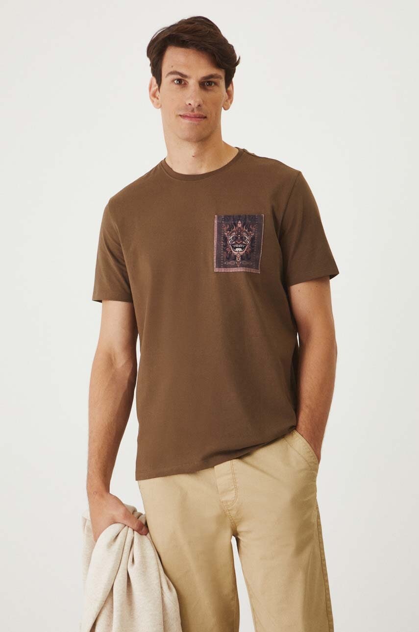 Medicine tricou barbati, culoarea maro, cu imprimeu