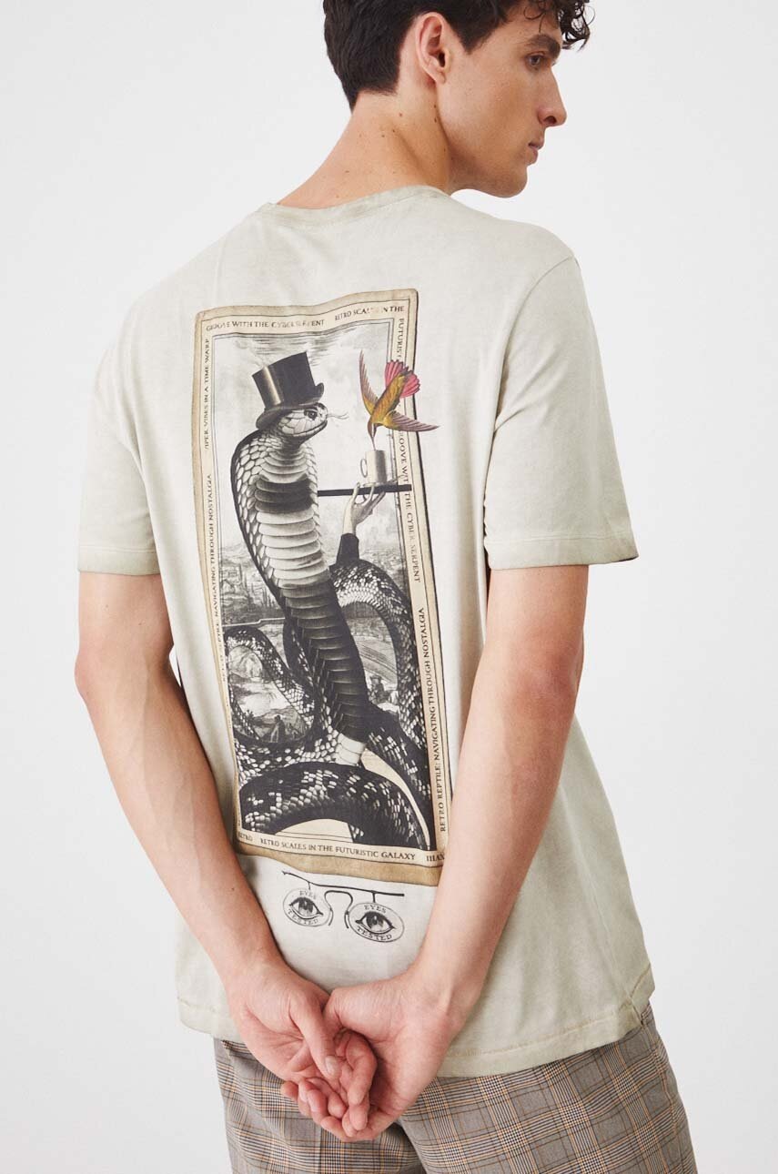 Medicine tricou barbati, culoarea bej, cu imprimeu
