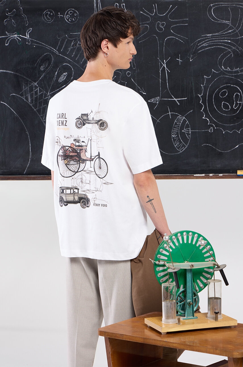 Medicine tricou din bumbac barbati, culoarea alb, cu imprimeu