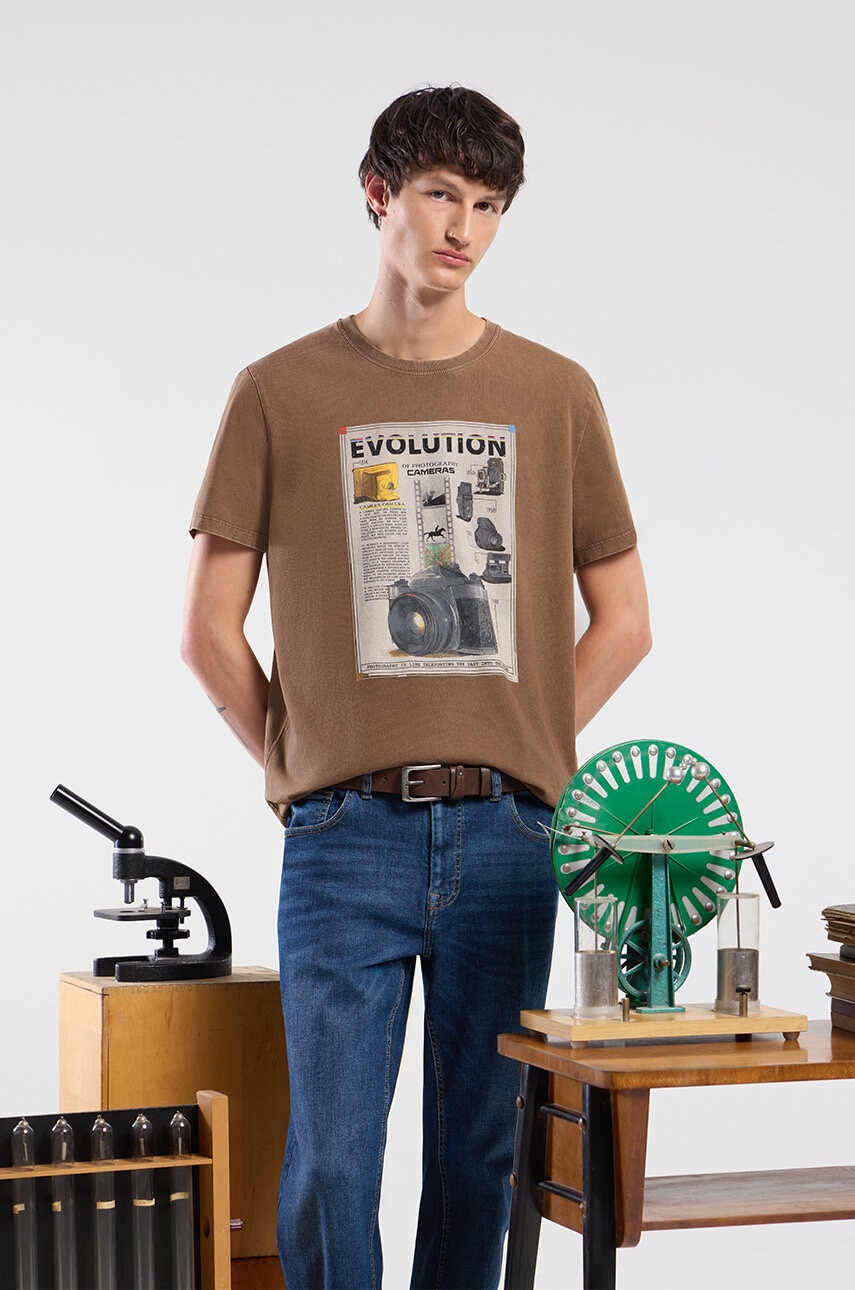 Medicine tricou din bumbac barbati, culoarea maro, cu imprimeu Medicine tricou din bumbac barbati, culoarea maro, cu imprimeu