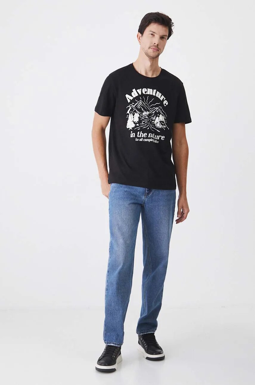 Medicine tricou din bumbac barbati, culoarea negru, cu imprimeu