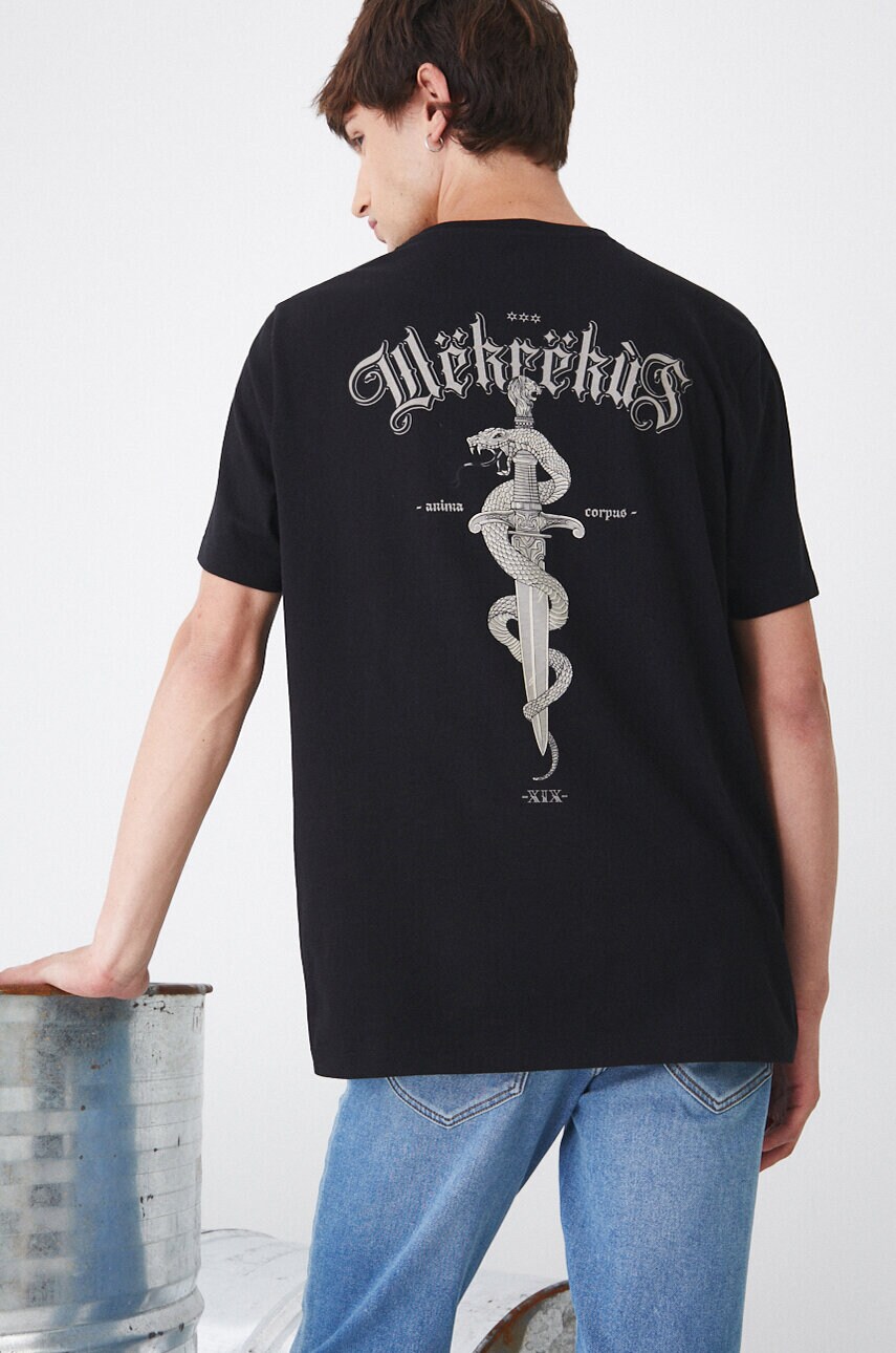 Medicine tricou din bumbac barbati, culoarea negru, cu imprimeu