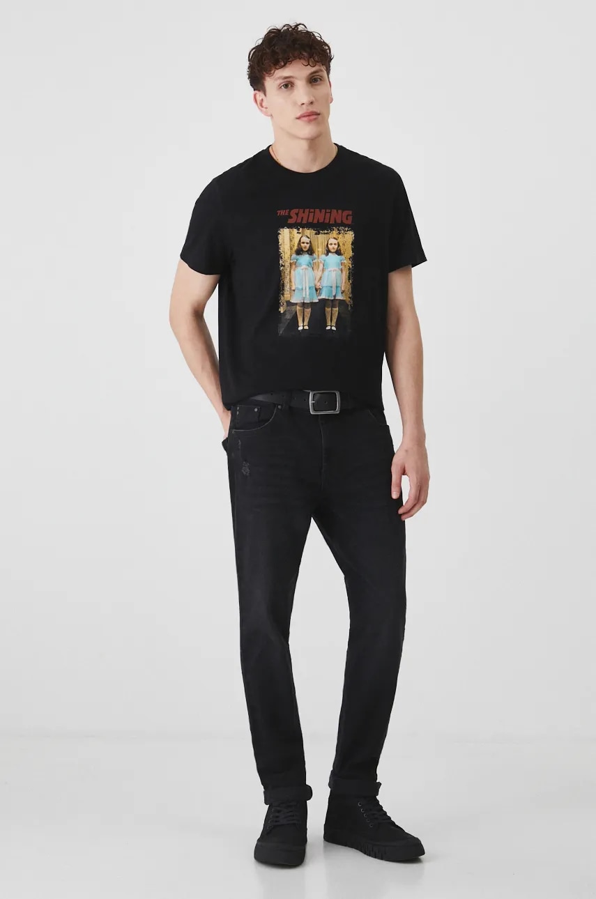 Medicine tricou din bumbac culoarea negru, cu imprimeu