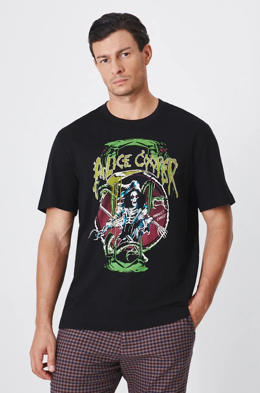 Medicine tricou din bumbac barbati, culoarea negru, cu imprimeu