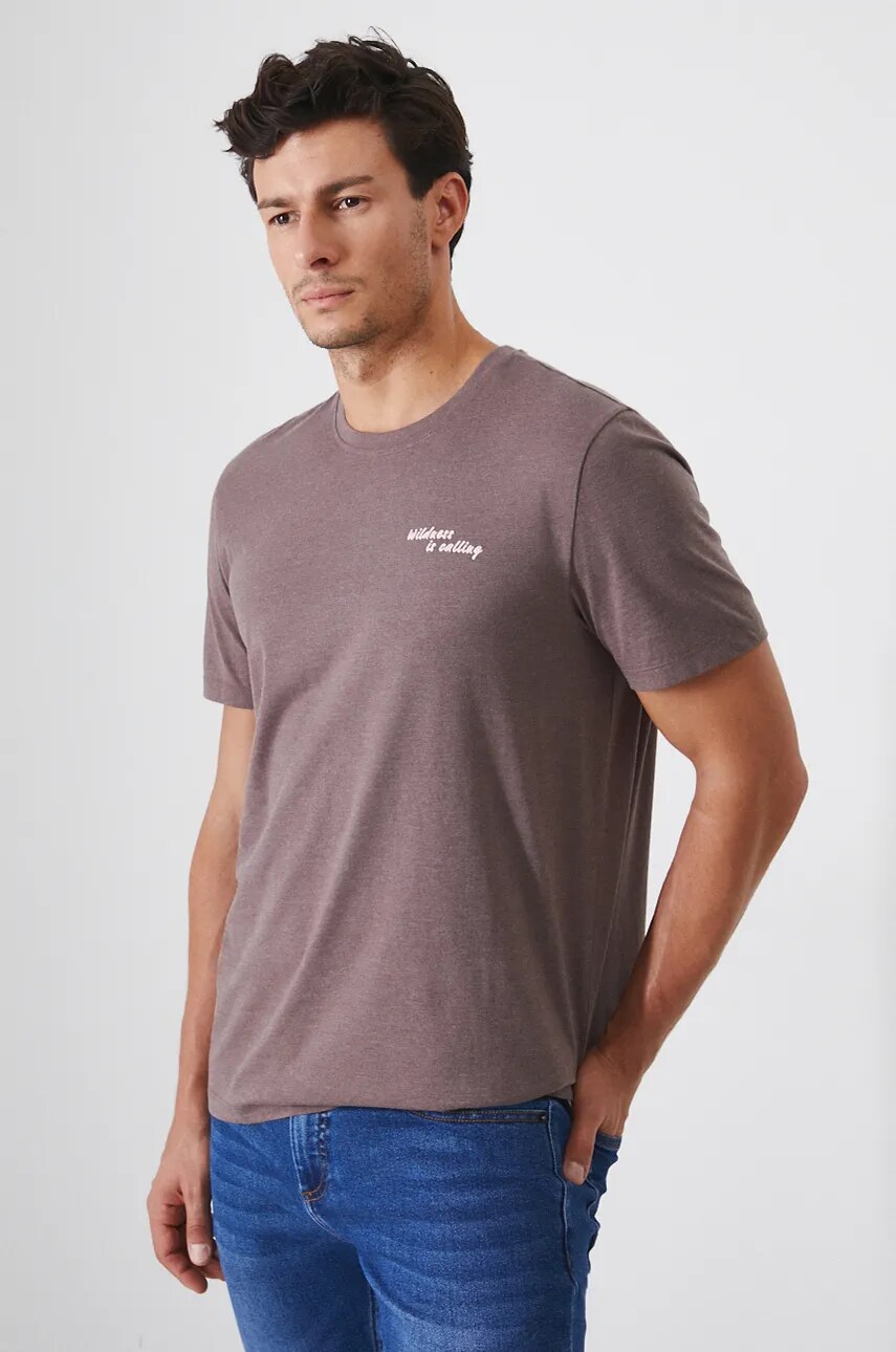 Medicine tricou barbati, culoarea maro, cu imprimeu
