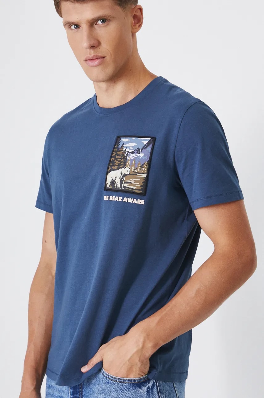 Medicine tricou barbati, culoarea albastru marin, cu imprimeu Medicine tricou barbati, culoarea albastru marin, cu imprimeu
