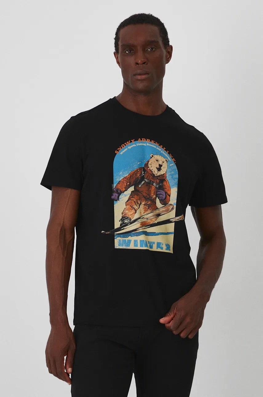 Medicine tricou din bumbac barbati, culoarea negru, cu imprimeu