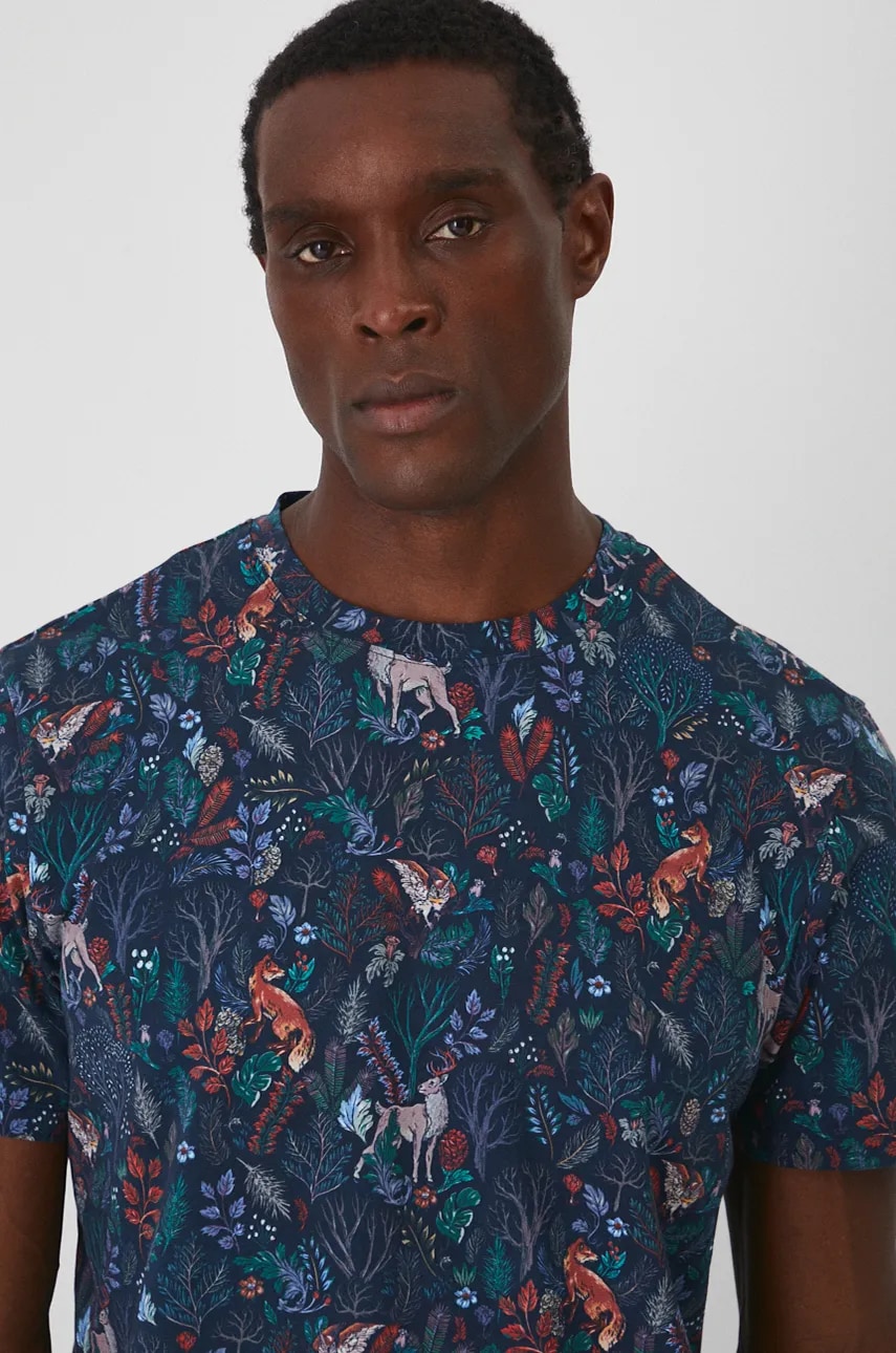 Medicine tricou din bumbac barbati, culoarea albastru marin, modelator