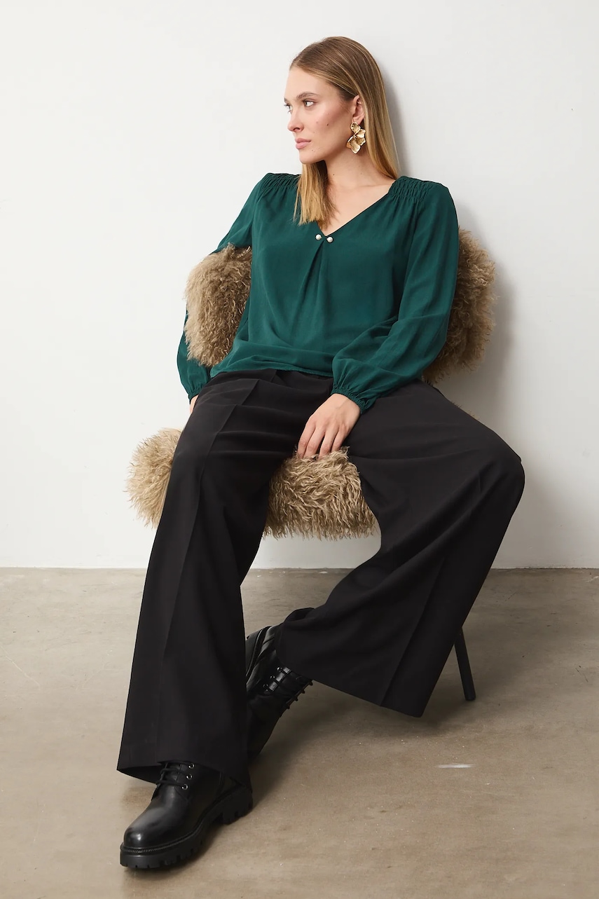 Medicine bluza culoarea verde, neted