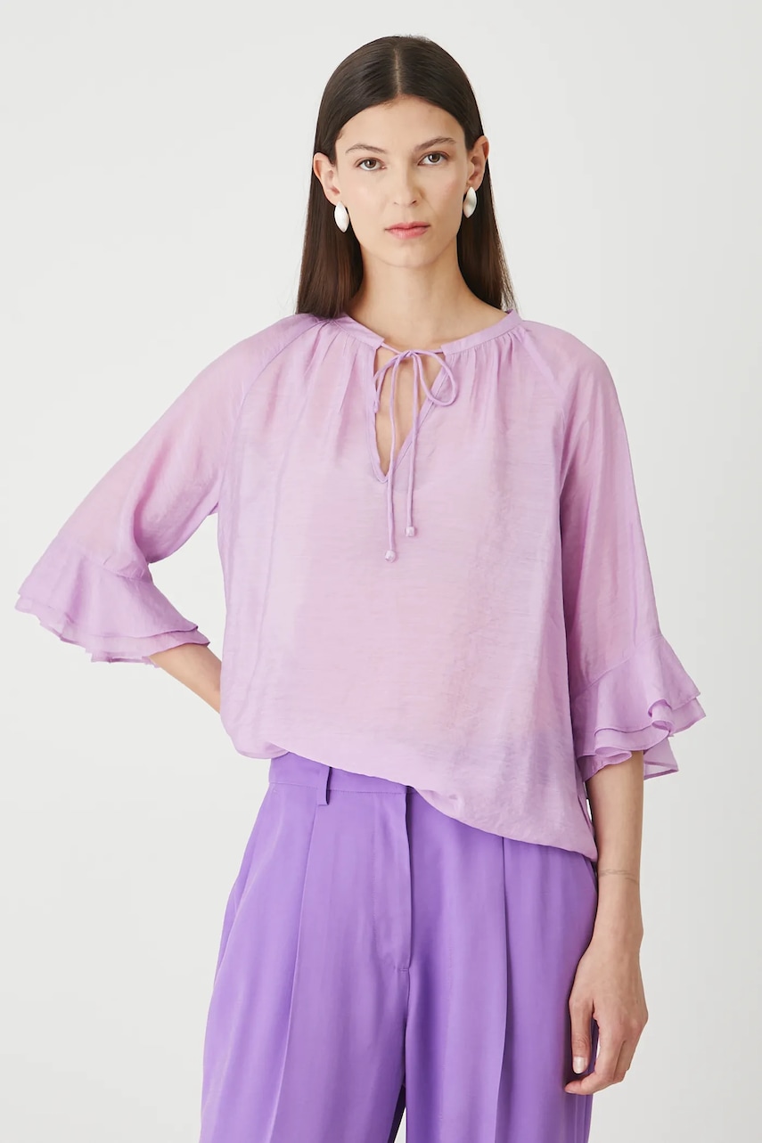 Medicine bluză culoarea violet, uni