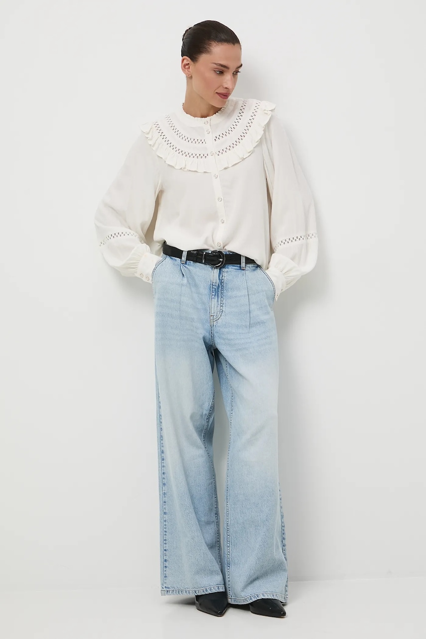 Medicine bluză culoarea bej, uni