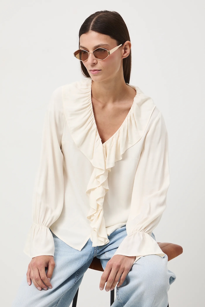 Medicine bluza culoarea bej, neted