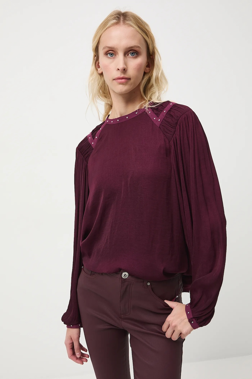 Medicine bluza culoarea bordo, neted