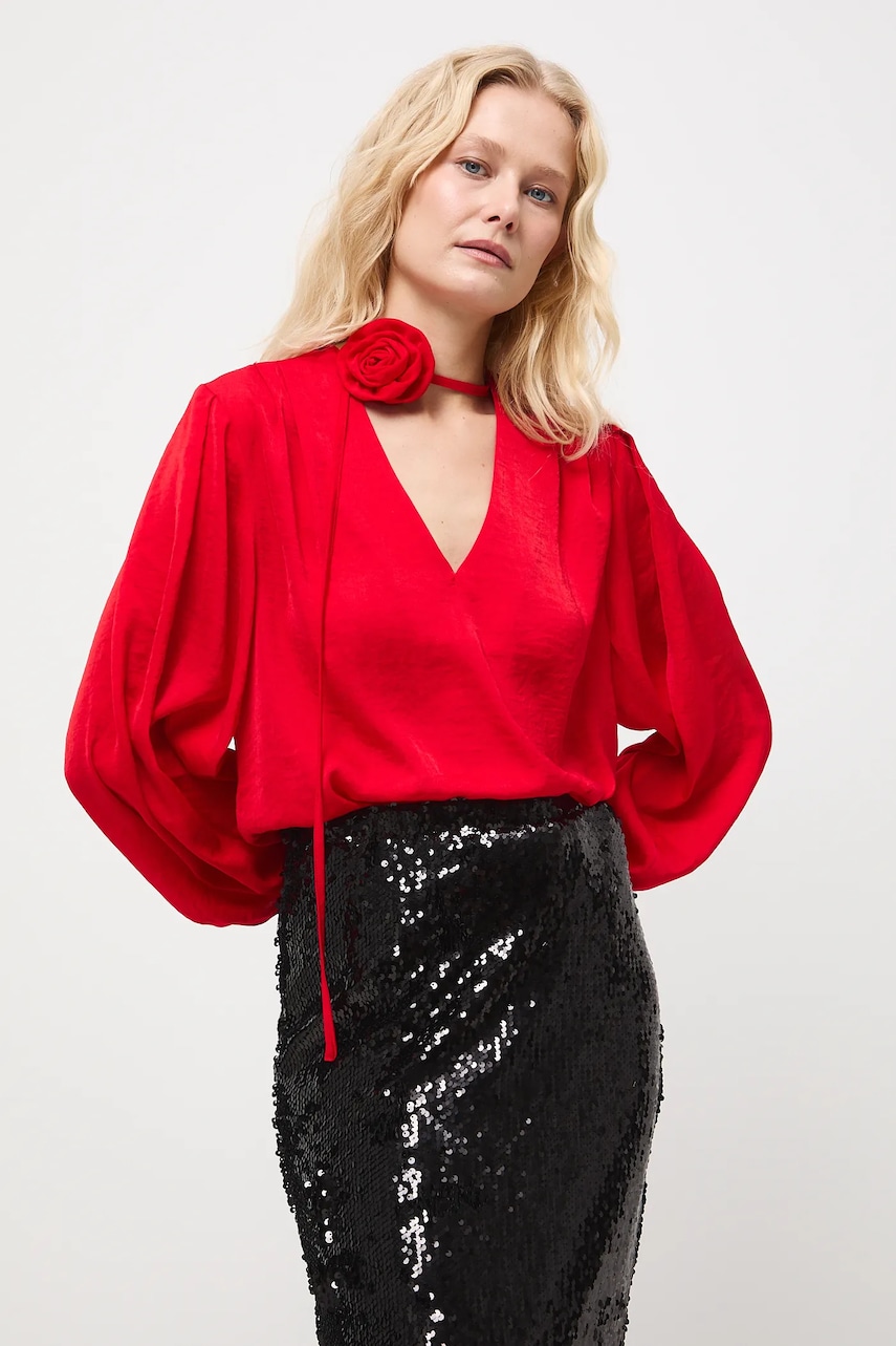 Medicine bluza culoarea rosu, neted